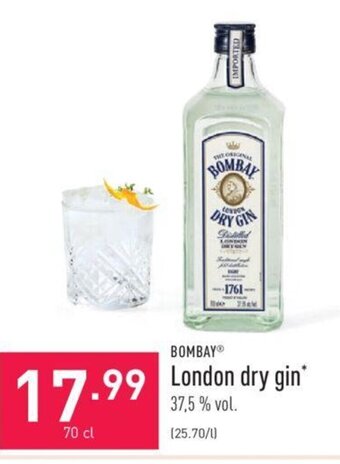 ALDI Bombay London dry gin aanbieding