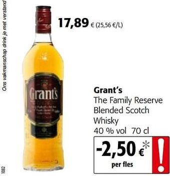 Colruyt Grant`s the family reserve blended scotch whisky aanbieding