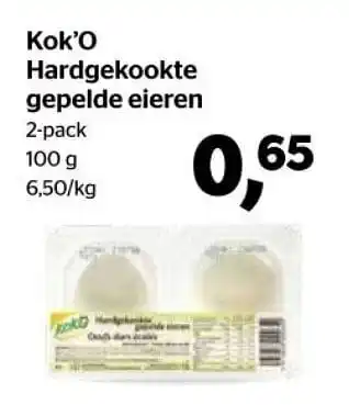 Spar Kok`o hardgekookte gepelde eieren aanbieding