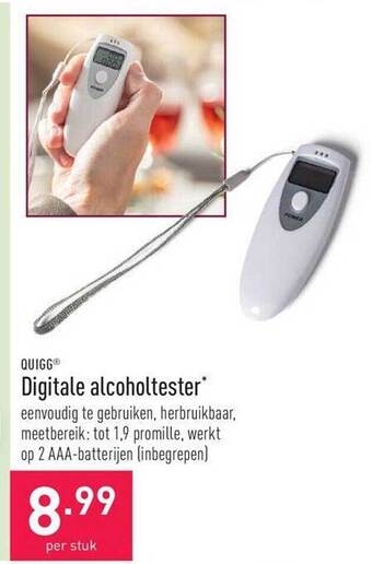ALDI Quigg Digitale Alcoholtester aanbieding
