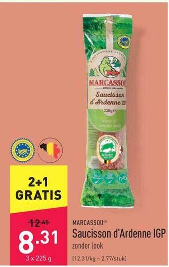 ALDI Marcassou Saucisson D'ardenne Igp aanbieding