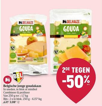 Delhaize Belgische Jonge Goudakaas aanbieding