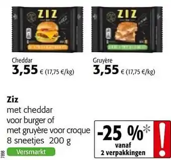Colruyt Ziz met cheddar voor burger of met gruyère voor croque aanbieding