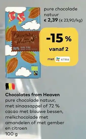 Chocolates from heaven pure chocolade natuur