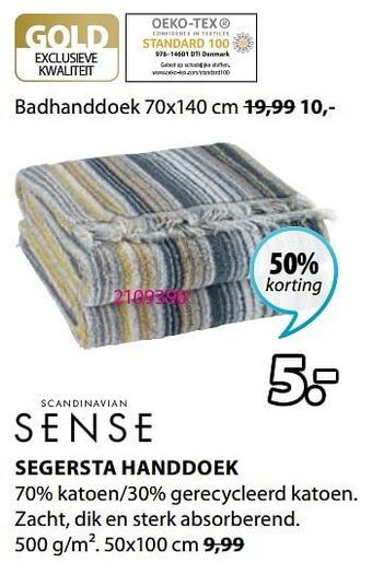 Jysk Segersta handdoek aanbieding