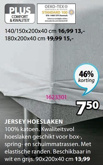 Jysk Jersey hoeslaken aanbieding