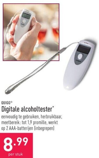 ALDI Quigg Digitale alcoholtester aanbieding
