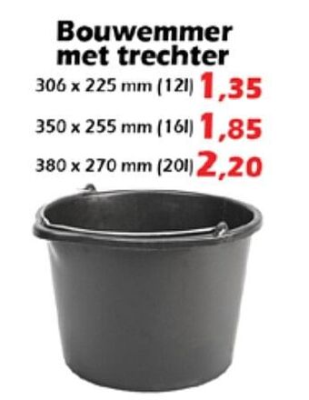 Bouwemmer met trechter