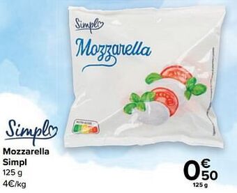 Carrefour Mozzarella simpl aanbieding