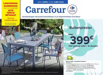 Carrefour Tafel, 6 Stoelen Canberra aanbieding