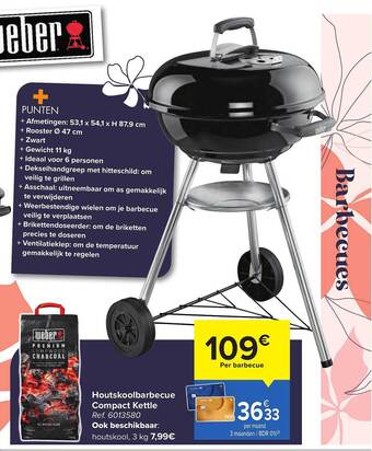 Carrefour Houtskoolbarbecue Compact Kettle aanbieding