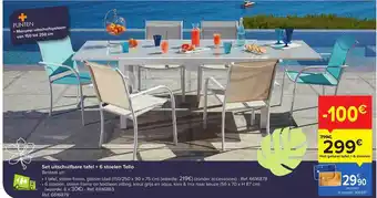 Carrefour Uitschuifbare Tafel, 6 Stoelen Tello aanbieding