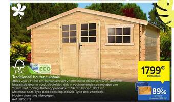 Carrefour Traditioneel Houten Tuinhuis aanbieding