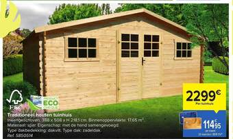 Carrefour Traditioneel Houten Tuinhuis aanbieding