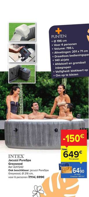 Carrefour Jacuzzi Purespa Greywood aanbieding