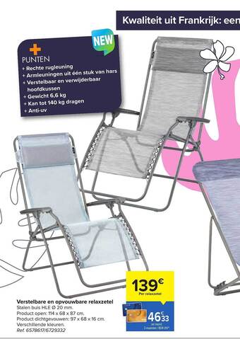 Carrefour Verstelbare En Opvouwbare Relaxzetel aanbieding