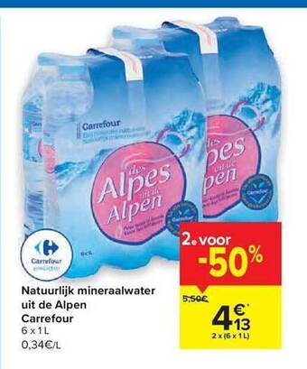 Carrefour Natuurlijk Mineraalwater Uit De Alpen aanbieding