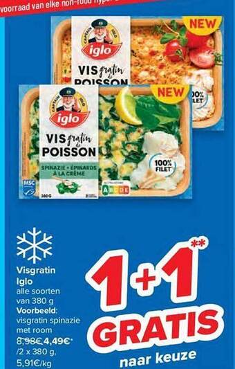 Carrefour Visgratin Iglo aanbieding
