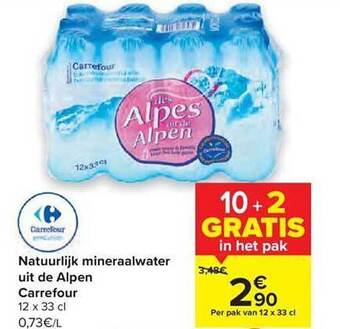 Carrefour Natuurlijk Mineraalwater Uit De Alpen aanbieding