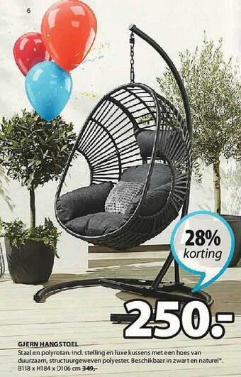 Jysk Gjern Hangstoel aanbieding