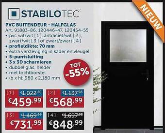 Zelfbouwmarkt Pvc Buitendeur Halfglas aanbieding