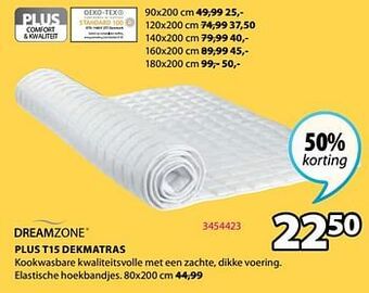 Jysk Plus t15 dekmatras aanbieding
