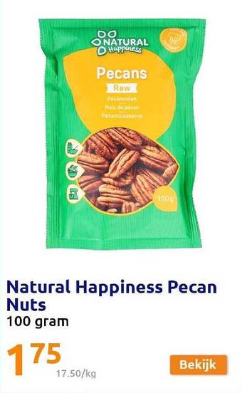 Action Natural Happiness Pecan Nuts aanbieding