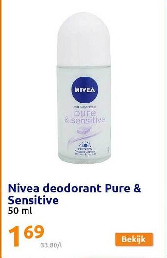 Action Nivea Deodorant Pure & Sensitive aanbieding