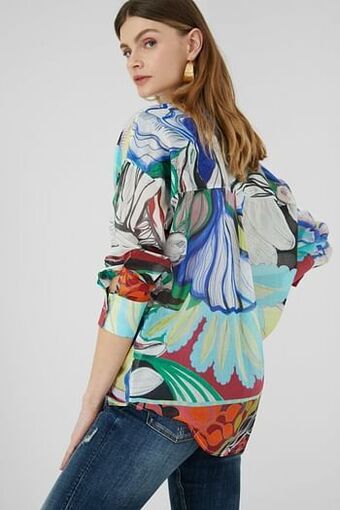 Veelkleurige etherische overhemdblouse - RED - L