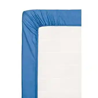 Leen Bakker Hoeslaken katoen - blauw - 180x200 cm - Leen Bakker aanbieding