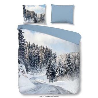 Good Morning dekbedovertrek in flanel Snowyroad - veelkleurig - 140x200/220 cm - Leen Bakker