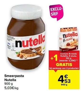 Carrefour Smeerpasta nutella aanbieding