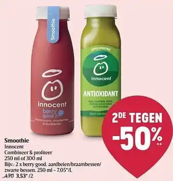 Delhaize Smoothie innocent berry good, aardbeien-braambessen- zwarte bessen aanbieding