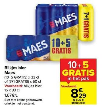 Carrefour Blikjes bier maes aanbieding