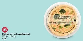 Delhaize Quiche met zalm en broccoli aanbieding
