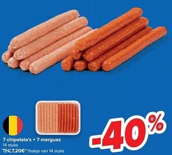 Carrefour 7 chipolata’s + 7 merguez aanbieding
