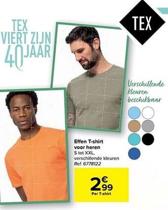 Carrefour Effen t-shirt voor heren aanbieding