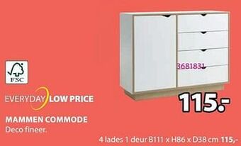 Jysk Mammen commode 4 lades 1 deur aanbieding