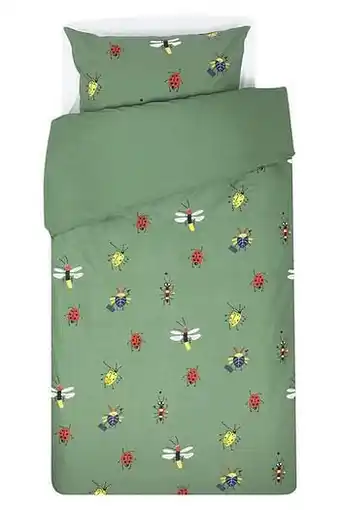 HEMA HEMA Kinderdekbedovertrek Zacht Katoen 140x200 Insect (groen) aanbieding