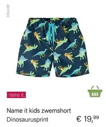Name it kids zwemshort dinosaurusprint