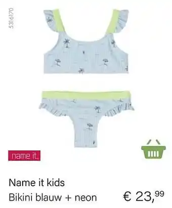 Name it kids bikini blauw + neon