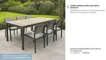 Dreamland Vierkante tuintafel marbella en 4 stoelen Creil aanbieding