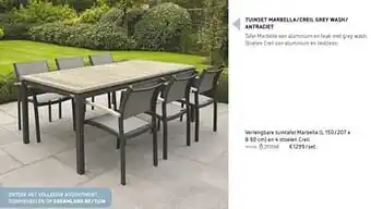 Verlengbare tuintafel marbella en 4 stoelen Creil
