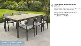 Dreamland Verlengbare tuintafel marbella en 6 stoelen Creil aanbieding
