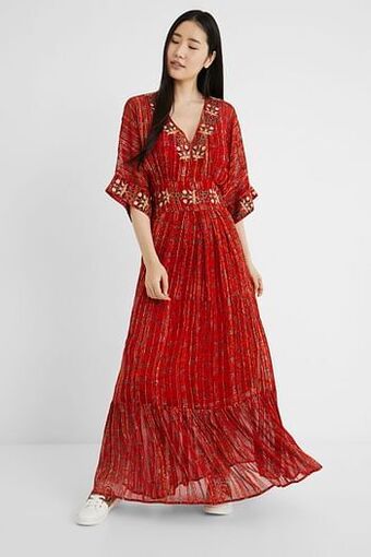 Lange etnische jurk met lurex - RED - M