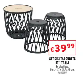 Set De 2 Tabourets Et 1 Table