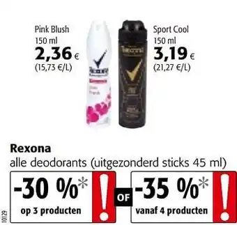 Colruyt Rexona alle deodorants aanbieding