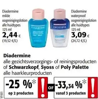 Colruyt Diadermine milde oogreinigingslotion alle huidtypes aanbieding