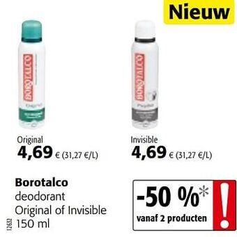 Colruyt Borotalco deodorant original of invisible aanbieding