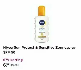 Plein.nl Nivea sun protect + sensitive zonnespray spf 50 aanbieding